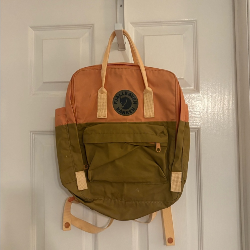 Fjallraven Kanken Peach and Olive Backpack
